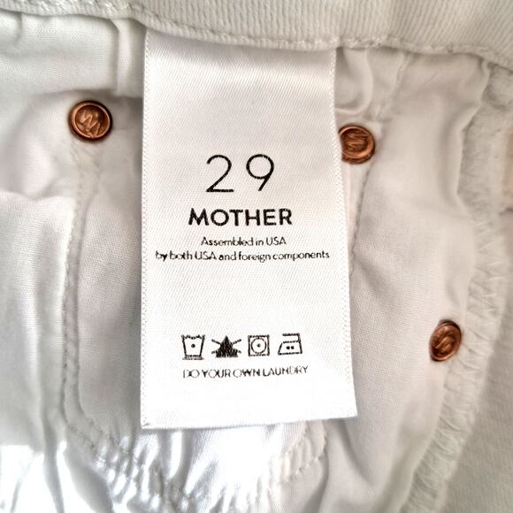 MOTHER The Looker Ankle Fray Jeans Size 29 Little Miss Innocent White Distressed - Picture 8 of 13